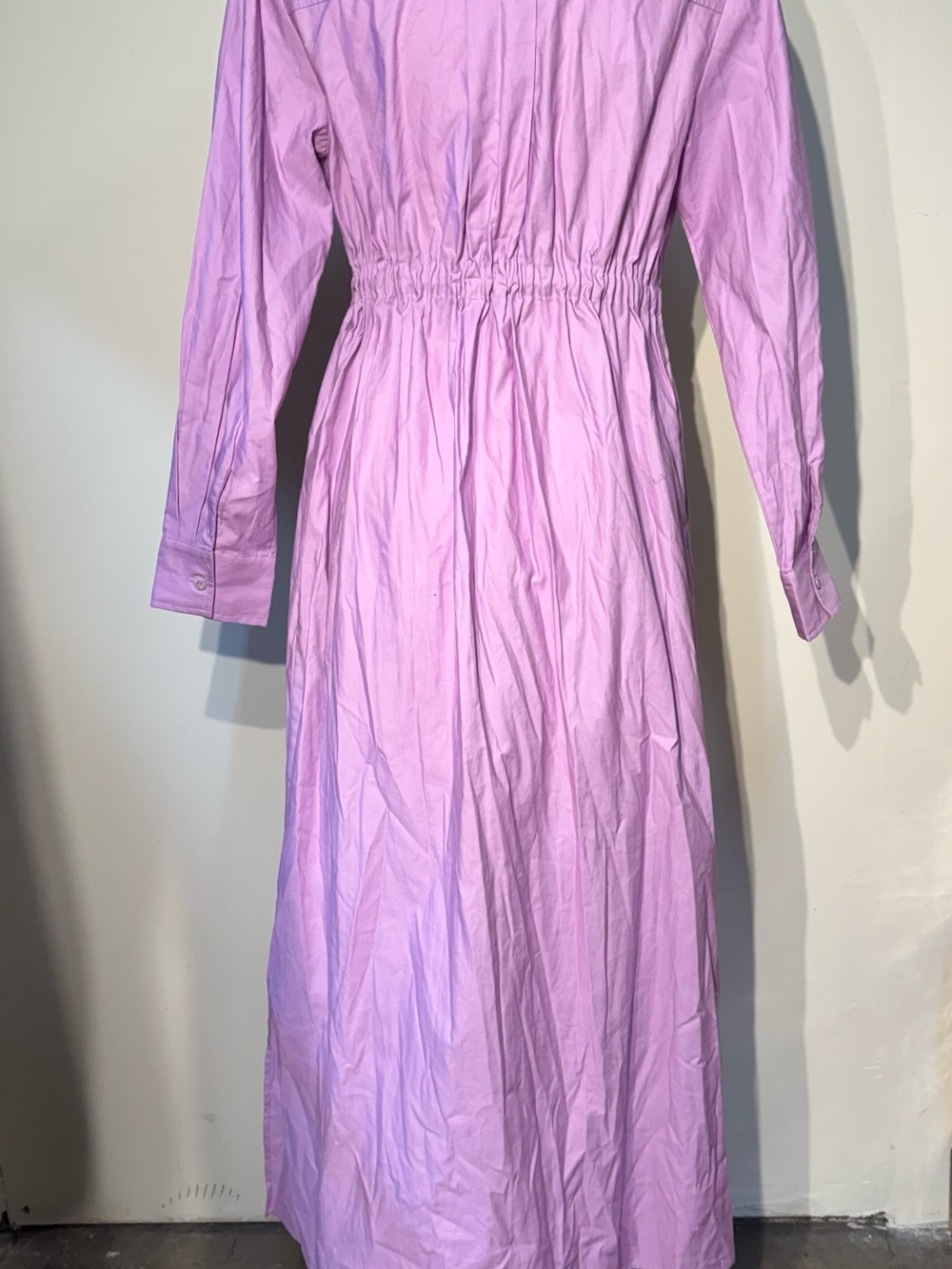 Lavender Button-Front Shirt Dress Cotton Xs - Picture 4 of 12